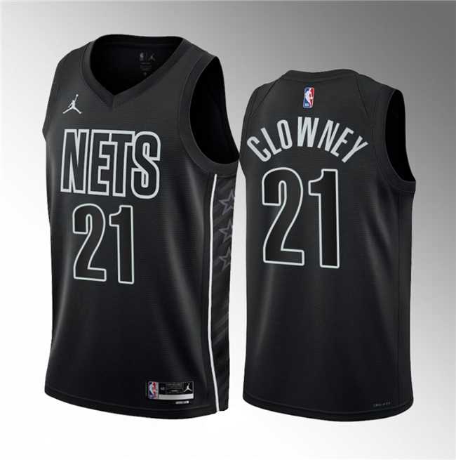 Men%27s Brooklyn Nets #21 Noah Clowney Black 2023 Draft Statement Edition Stitched Basketball Jersey->charlotte hornets->NBA Jersey